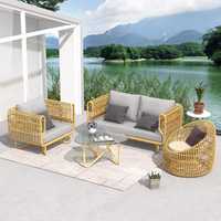 Chaise en rotin/osier-Meubles en rotin/osier Panier en rotin de haute qualité Mobilier d'extérieur-Ensemble table et chaise en bambou