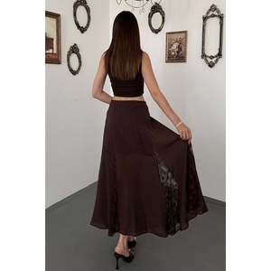 Brown Lace <b>Flared</b> <b>Skirt</b> - Brown - Product Image 5