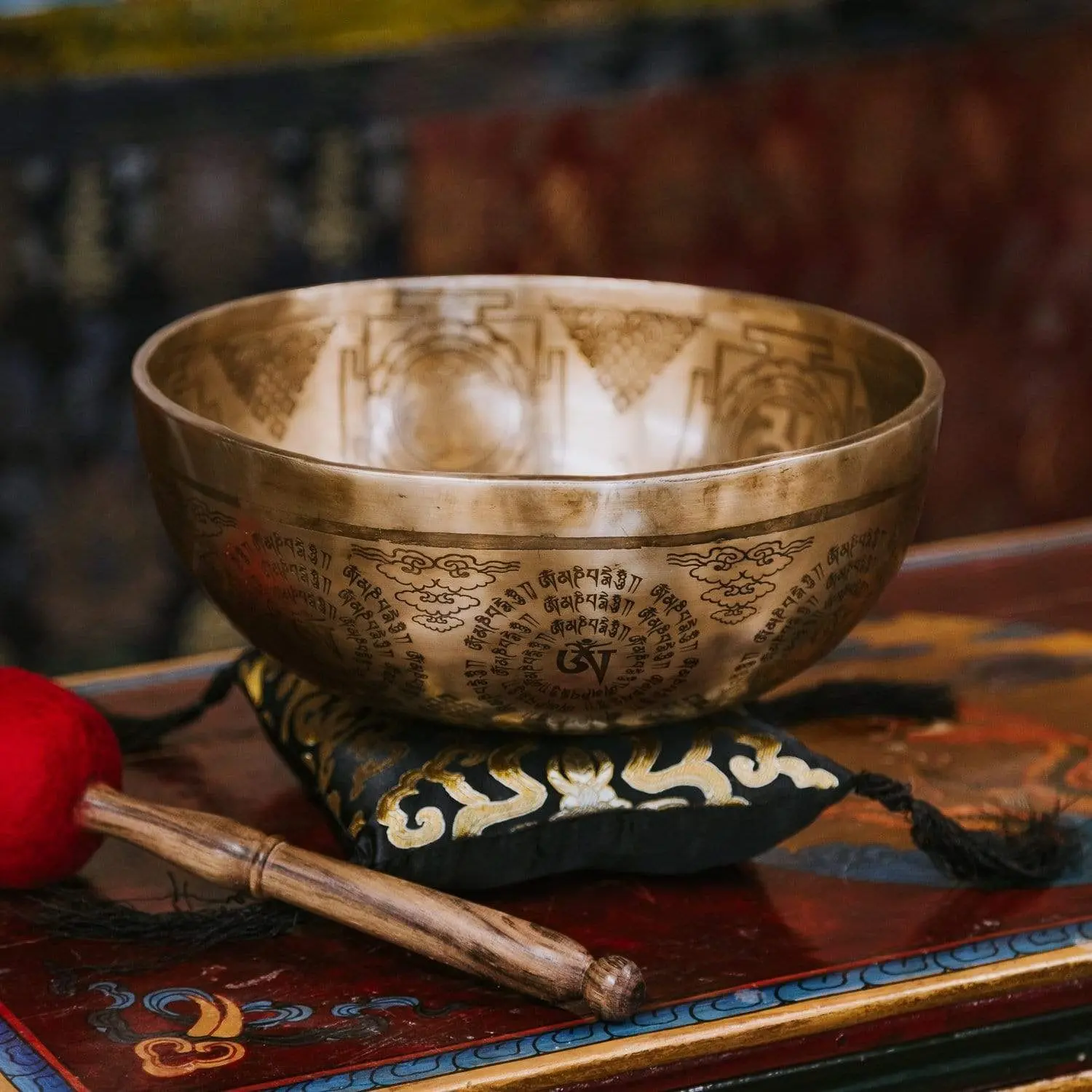 골동품 수제 티베트 노래 그릇 7 차크라 치유 명상 요가 사운드 그릇 큰 황동 부처 노래 그릇