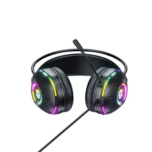 E24083 PC Gaming Headset With Microphone Wired RGB Rainbow Gaming Headphones For PS4/PS5/MAC/XBOX/Laptop