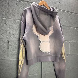 Meilleures ventes OEM, Écusson de broderie de détresse en cristal à décorer, avec capuche zippée personnalisée sérigraphiée et lavage à l'acide pour hommes - Product Image 2