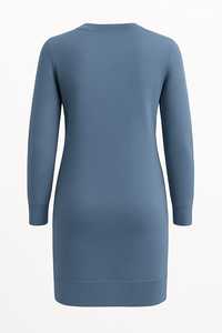 Femmes 100% Superfine laine classique col rond robe en tricot genou longueur décontracté hiver pull Simple solide motif droit régulier - Product Image 2