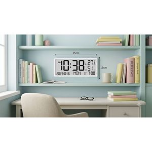 Reloj de Pared y Escritorio LCD Grande con Termómetro, Higrómetro y Calendario-Diwu D8303-W - Product Image 2