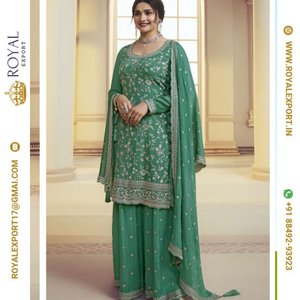 Exclusif Nouveau Suhaani Heavy Chinnon Soie Avec Brodé Et Séquence Travail Sharara Costume Collection Avec Dupatta - Product Image 2