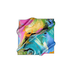 ผ้าพันคอไหมสี่เหลี่ยมลายดอกไม้สีฟ้า - Product Image 1