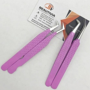 Pince à épiler professionnelle personnalisée en poudre violette pour cils Outil d'extension de cils en acier inoxydable durable - Product Image 6