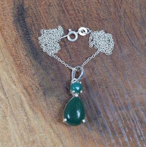 Colgante de Plata de Ley 925, piedras preciosas de ónix verde, accesorios para mujer, regalo de boda perfecto con joyería colgante estampada 925 - Product Image 3