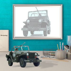 Modèle de voiture militaire classique de collection en métal vert Willys MB Overland Jeep 1941, fait à la main, 29,2Lx12,7Lx14H cm - Product Image 6