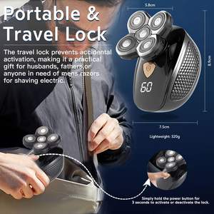 Afeitadora Eléctrica Rotativa Inalámbrica 5 en 1 para Hombre, Rasuradora de Cabeza Calva con Cabezal Flotante, Impermeable, Recargable en Húmedo/Seco con LED para Uso Corporal - Product Image 1