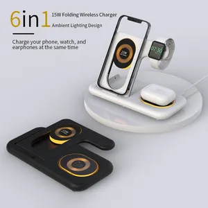 For cargador phone 4 in 1 cargadores para celular LED light Multifunctional charger Foldable Wireless Charger for phone