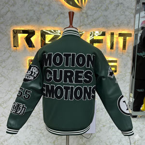 Good Material ODM Services Embroidered Wool and Silk Men's Jacket with <b>Covered</b> <b>Button</b> Closure versity jackets Lettermen jackets - Product Image 2