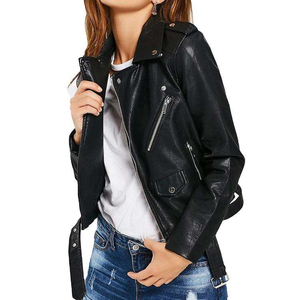 Nouvel arrivage de blouson bombardier d'hiver en cuir grande taille pour femmes fermeture éclair courte respirant coupe-vent logo sur le devant - Product Image 6