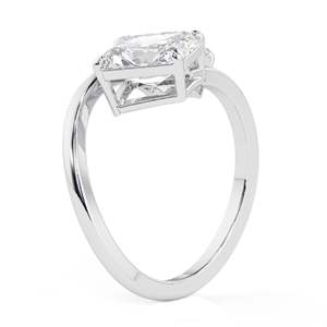 Anillo de Boda con Dos Diamantes Cultivados en Laboratorio, Corte Radiante, Certificado IGI - Product Image 4