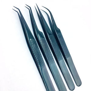 Pinces à extensions de cils en fibre à pointe volumineuse avec logo personnalisé, étiquette privée, fabrication en acier inoxydable dans notre usine - Product Image 1