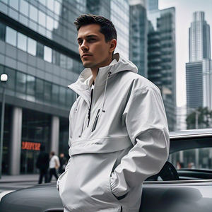 Hombres Streetwear prendas de vestir exteriores chaqueta cortavientos hombres lluvia senderismo ligero cremallera impermeable cortavientos chaqueta de los hombres - Product Image 4