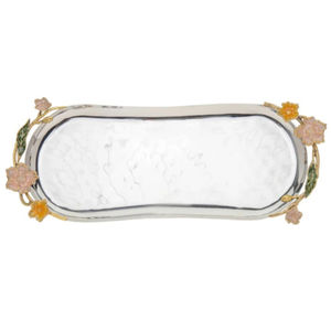 Bandeja Rectangular Moderna de Acero Inoxidable Martillado al por Mayor con Elegantes Asas Florales Doradas para Decoración de Bodas, Hogar y Hotel - ¡Oferta! - Product Image 4