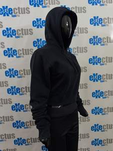 Femmes Noir OEM Pull Crop Hoodie Coton Polaire Bouffée Impression Broderie Doublé Anti-Rétrécir Hiver Crop Sweat Avant - Product Image 5