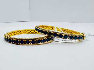 Bracelet vintage en argent sterling 925 plaqué or avec pierre précieuse saphir bleu naturel et diamant pour cadeau ou anniversaire - Product Image 3