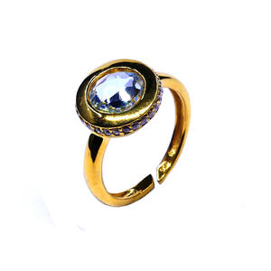 Anillo clásico de Plata de Ley 925 para mujer, piedra preciosa de Topacio Azul chapada en oro, Material de acero inoxidable, compromiso de boda elegante - Product Image 4