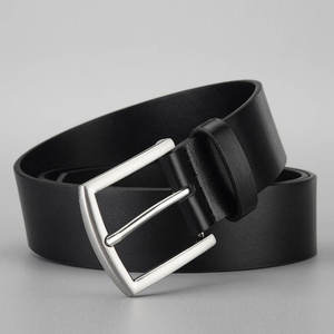 Nuevo Cinturón Casual de Cuero Vacuno Negro Marrón con Hebilla Metálica de Cierre Automático Plateada, Impermeable y Duradero para Hombre - Product Image 3