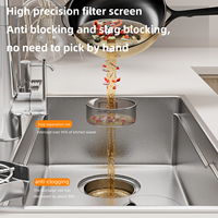 Évier de cuisine moderne fait main MOSHE SUS316 en acier inoxydable, simple bac, profondeur 230 mm, à poser/encastré/sous plan, avec purificateur d'eau intégré au robinet