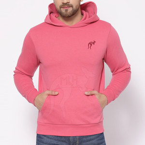 Sweat-shirt à capuche rose uni pour homme, coupe classique, décontracté, avec poche kangourou - Product Image 1