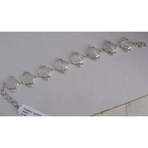 Shah Gems Women's Natural <b>Rainbow</b> Moonstone <b>Bracelet</b> 925 Sterling Silver Crystal <b>Bracelets</b> & Bangles - Product Image 1