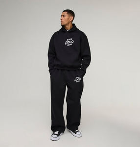 Conjunto Deportivo para Hombre con Capucha, Hombros Caídos, Mangas Regulares, Estilo Urbano, Sudadera con Capucha y Pantalones Jogger, Casual, 100% Algodón Transpirable - Product Image 1