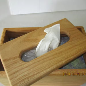 Caja de Madera de Nogal de Lujo para Pañuelos de Papel |   Moderno y Duradero Estuche de Almacenamiento para Baño/Sala de Estar |   Organizador de Decoración para el Hogar MS - Product Image 1