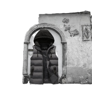 เสื้อแขนกุดแบบมีฮู้ดสำหรับผู้ชายเสื้อนอกมีฟองสำหรับฤดูหนาวคุณภาพสูงออกแบบได้ตามต้องการผ้าทอแบบลำลองมีซิป - Product Image 3