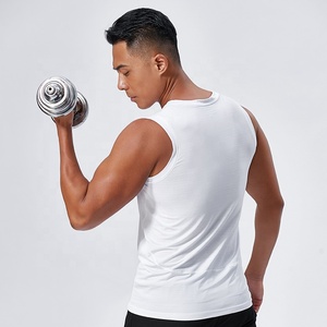 Haut de gymnastique sans manches pour hommes de haute qualité réservoir de Fitness à séchage rapide 100% Polyester coupe serrée vêtements de sport tricotés écologiques - Product Image 2
