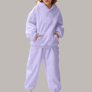 Survêtement de couleur unie deux pièces d'hiver pour enfants décontracté de haute qualité Ensemble de jogging en coton et polyester léger sur mesure - Product Image 6