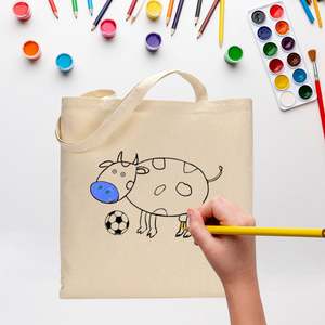 Sac fourre-tout en cuir véritable résistant à l'eau pour enfants, motif vache noire, pour la coloration et la peinture, niveau débutant, saison estivale - Product Image 3