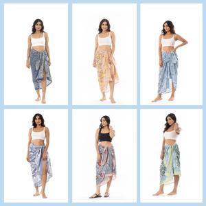 Sarong plage couverture élégant et joyeux main bloc imprimé léger doux 100% bio voile paréo écharpe robe d'été robe d'été plage - Product Image 2