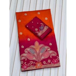 ส่าหรีผ้าไหมโดลาแท้ดีไซน์เนอร์เสื้อผ้าแนวพื้นเมืองเนื้อนุ่มไหลลื่นสี2D และ zari pallu ราคาขายส่งสำหรับงานแต่งงาน - Product Image 5