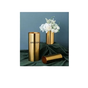 Florero de lujo de aluminio Metal Decoración Diseñador de lujo Decoración de lujo Diseñador moderno Brillante Pulido Color dorado Maceta - Product Image 1