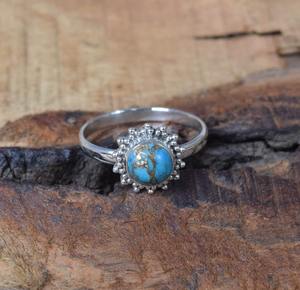 Tendance 925 argent Sterling Turquoise pierre précieuse bague bijoux à la main argent Boho Style bague bijoux pour femmes cadeau pour les filles - Product Image 3