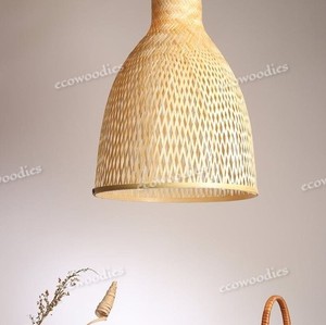 Lustre en rotin de designer en osier rond en bambou et rotin Suspension LED Plafonnier Salle à manger Salon - Product Image 5