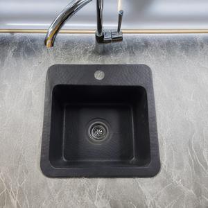 Fregadero de Cocina de Metal Martillado Negro, Fregadero Cuadrado de un Solo Tazón para Encimera, Fabricante Mayorista OEM. - Product Image 1