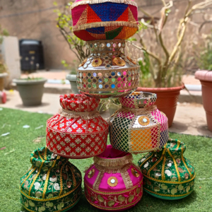 Ghadoli décoratif en acier inoxydable pour les mariages indiens Baby Showers Cérémonies Punjabi Jaggo Guirlandes de mariage Matki Couronnes - Product Image 4