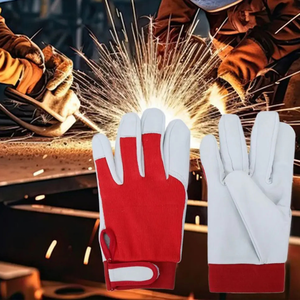Guantes de soldadura de cuero, herramienta de Color aleatorio, guante protector resistente al desgaste, suministros para soldador, guantes cómodos de trabajo seguros en el lugar de trabajo - Product Image 5