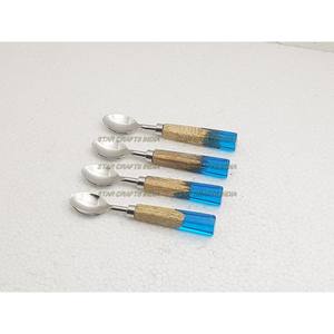 Fabricant de couverts en acier inoxydable en gros lourd simple 4 pièces vaisselle cuillère en argent et couteau à fromage pour restaurant - Product Image 1