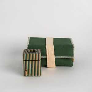 Striking <b>Set</b> Of Three <b>Square</b> Concrete And Wood Tealight Candle Holders Featuring Unique Gold Arabic Calligraphy Embellishments - Product Image 3