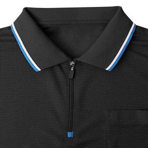 Camiseta Deportiva de Manga Corta con Cierre de Cremallera para Hombre, Transpirable, de Poliéster/Algodón, Color Negro, Diseño de Logotipo Personalizado OEM - Product Image 4