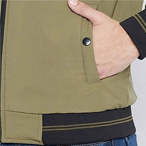 2025 Men's Casual Winter Outdoor Breathable Polyester/Cotton Bomber <b>Jacket</b> with Stand Collar Plain Design for Adults - Product Image 5