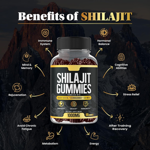 Gomitas puras de Shilajit del Himalaya para hombres y mujeres, ricas en ácido fúlvico y más de 85 minerales traza, embalaje de botella de Ashwagandha de grado alimenticio - Product Image 4