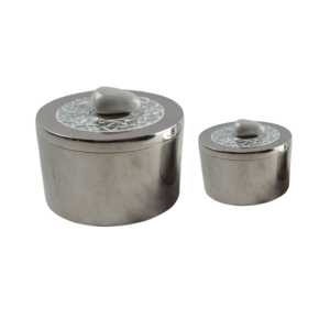 Caja de Galletas de Diseño Metálico de Aluminio con Acabado Plateado, Contenedor de Almacenamiento de Frutos Secos, Ideal para Decoración de Interiores - Product Image 2