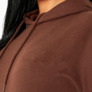 Venta al por mayor de las mujeres de gran tamaño 100% de algodón pulóver con capucha sudadera de punto largo sólido 3D liso hombro para gimnasio logotipo frontal - Product Image 5