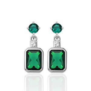 New arrival 925 Sterling Silver <b>Stud</b> Earrings in <b>Emerald</b> Colors From Turkey - Product Image 2
