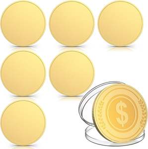 Pièce commémorative vierge en laiton, épaisseur 2,5 mm, bord fileté, 35 mm, pièces vierges pour gravure, boîte de protection en acrylique - Product Image 6